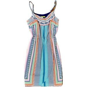 Gianni Bini Colorful Print Spaghetti Strap Dress (adjustable) Size XS